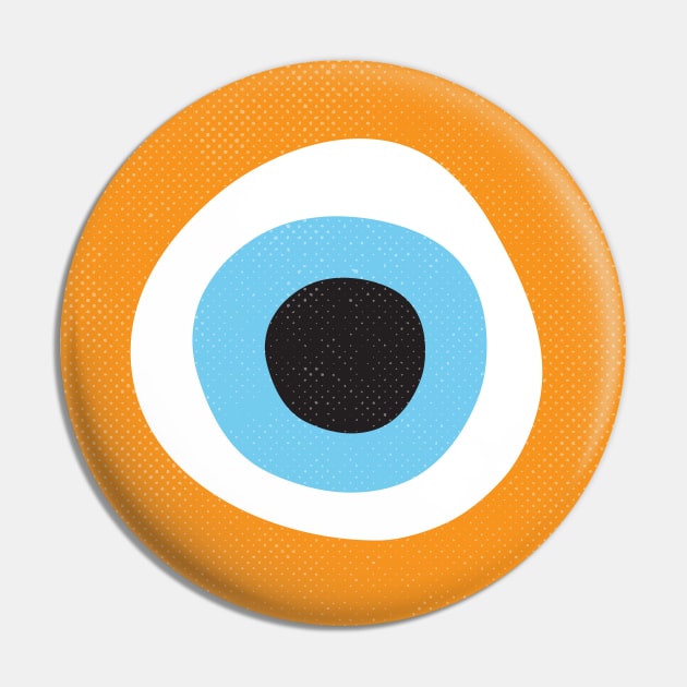 Orange Evil Eye Symbol Pin by Inogitna Designs