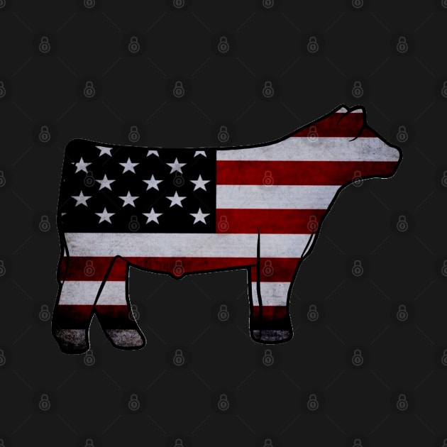 American Flag Show Steer Silhouette  - NOT FOR RESALE WITHOUT PERMISSION by l-oh