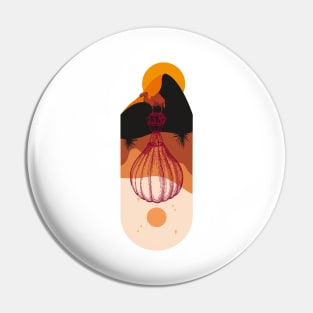 A Camel in the Desert Heat and Air Balloon Rising into the Night Gift Evergreen Pin