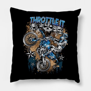 Skull Throttle It Dirtbiker Pillow