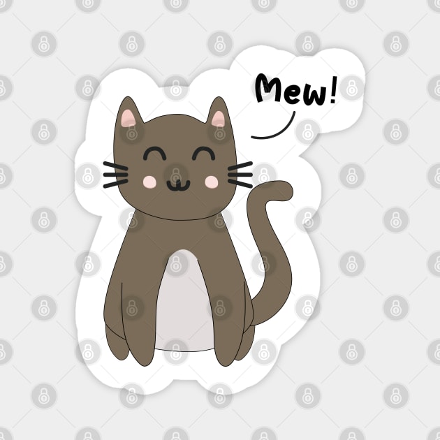 Sweet Happy Cub Brown Kitten saying Mew Magnet by MidnightSky07