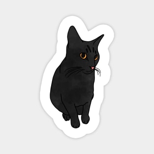 Sitting Black Cat Magnet