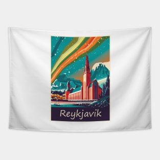 Reykjavik, Iceland, Travel poster Tapestry