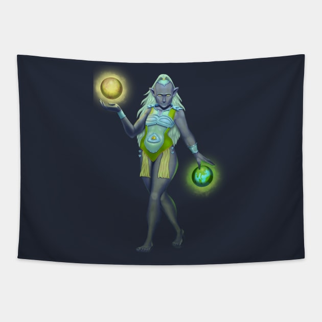 character with a magic ball Tapestry by VeronikaStep