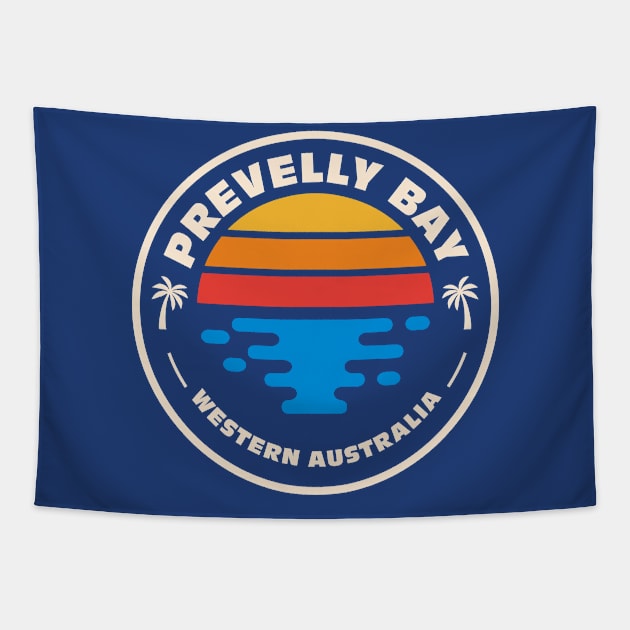 Retro Prevelly Bay Western Australia Vintage Beach Surf Emblem Tapestry by Now Boarding