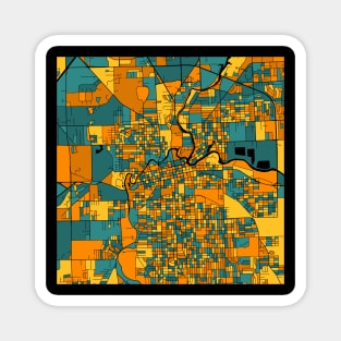 Fort Wayne Map Pattern in Orange & Teal Magnet