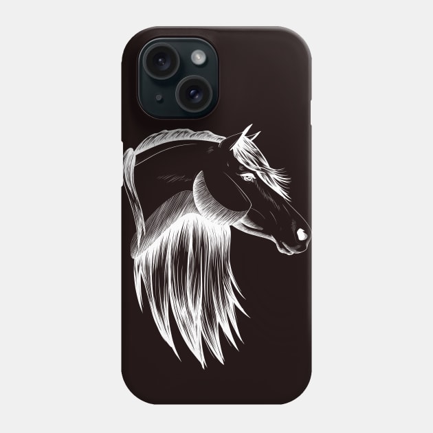 White Horse Sketch Phone Case by Lady Lilac