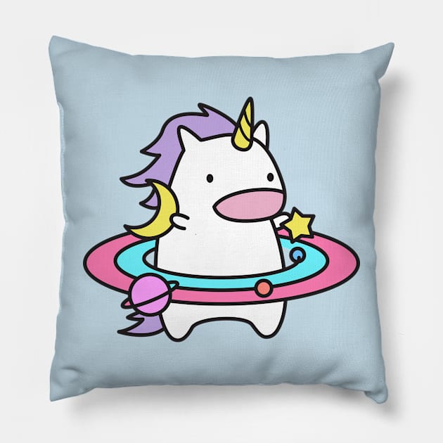 Hula unicorn galaxy Pillow by Robot Dance Battle