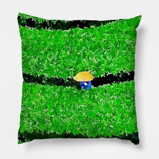 rainy day in tea garden Pillow