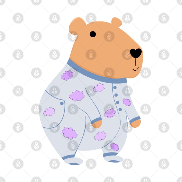 Cute Capybara In Rainbow And Cloud Pajama Jumpsuit by The Pretty Hippo Company