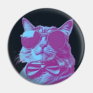 Cat wearing sunglasses and bow tie Pin