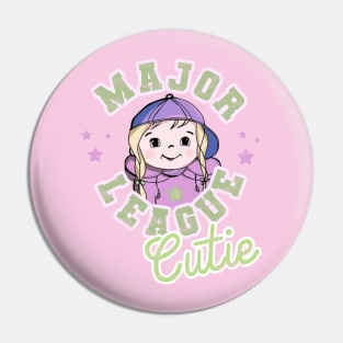 Cute Toddler Girl T-Shirt with a Sports Themed Baseball Cap and Message Pin