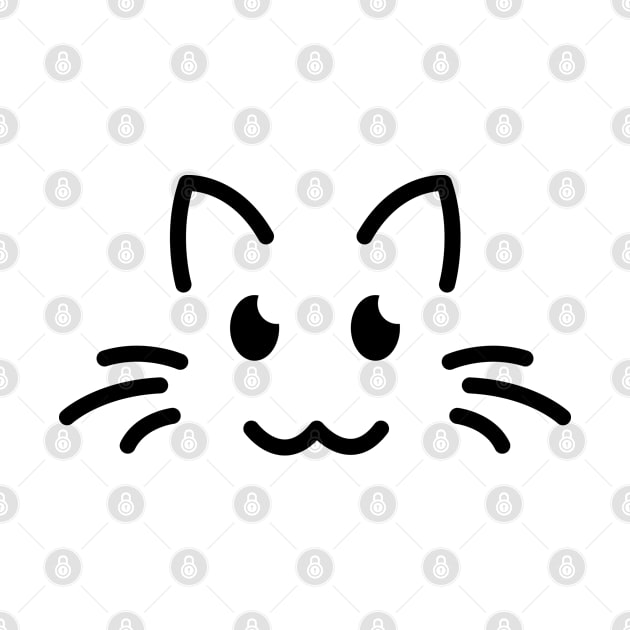 Meow! - Cute Cat Face Line Art - Black by DaTacoX