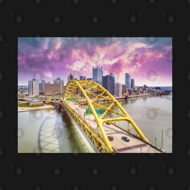 Pittsburgh Skyline and Fort Pitt Bridge by ToochArt