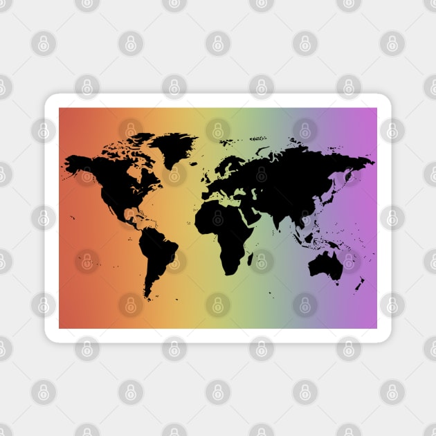 Rainbow world map Magnet by Moonance