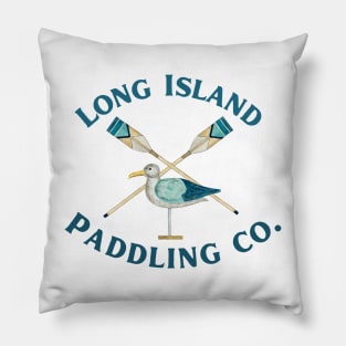 Long Island Paddling Co. Watercolor Paddles and Bird_Darker Lettering Pillow