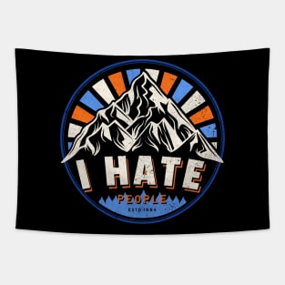 I Hate People - Retro Sunset Mountain Tapestry