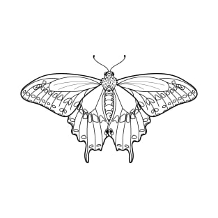 Black Swallowtail Butterfly Line Art T-Shirt