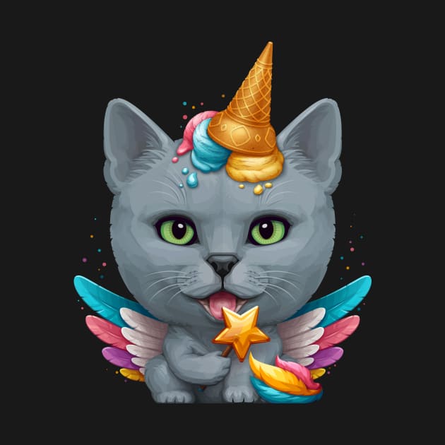 Russian Blue Cat Ice Cream Unicorn by stonemask