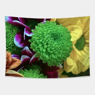 Yellow, Green and Pink Flowers - Autumn Bouquet - Flowers Tapestry