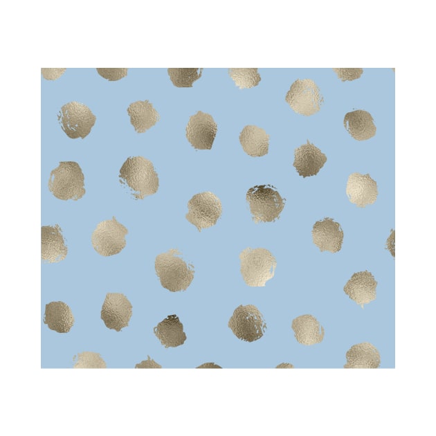 Clear pastel blue - golden dots by hamptonstyle