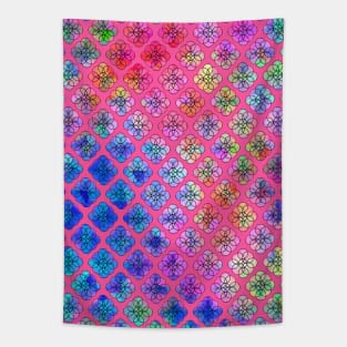 Pink Patchwork Circles Abstract Tapestry