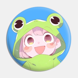 Anime Frog Raincoat Girl Pin