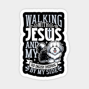 Jesus and dog - Old English Sheepdog Magnet