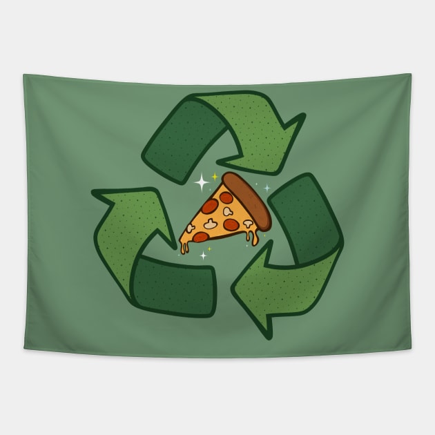 Recycle Pizza Tapestry by ArtDiggs