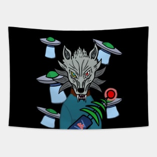 BussyWolves Alien Invader wolf Tapestry