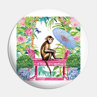 Monkey in chinoiserie garden Pin