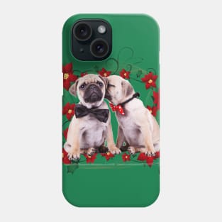 Pugs & Pointsettias Phone Case