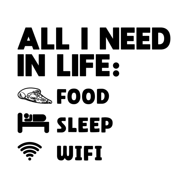 Gift For Teenager All I Need in Life Food Pizza Sleep WiFi by DesignergiftsCie