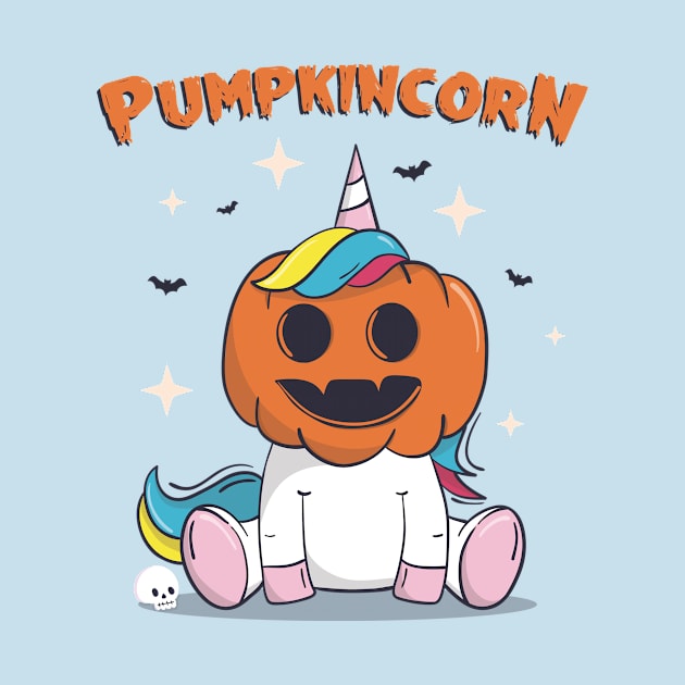 Pumpkincorn funny cute unicorn wearing pumpkin halloween by secondskin