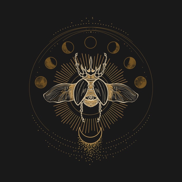 Goliath Beetle with moon phases sun stars by MugDesignStore