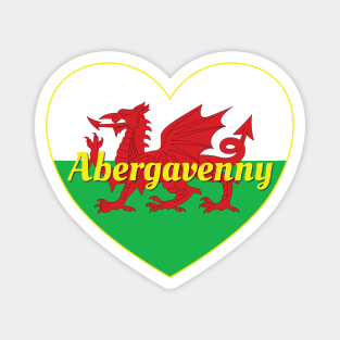 Abergavenny Wales UK Welsh Flag Heart Magnet