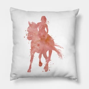 Girl Horse Rider Watercolor Sport Gift Pillow
