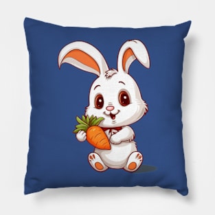 Cute Cartoon Bunny Rabbit with Carrot Pillow