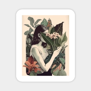 Girl with plants Magnet