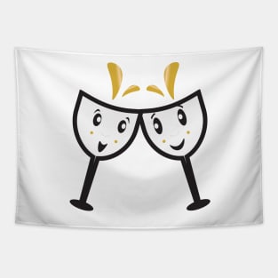 Two cute cartoon glasses Tapestry