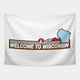 Retro Wisconsin WelcomeSign Tapestry