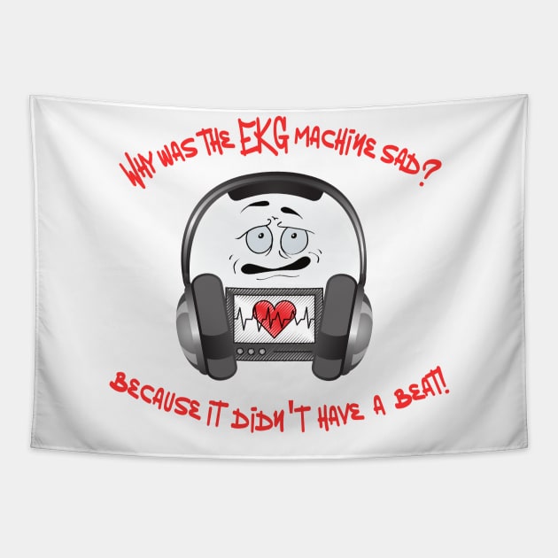 Sad EKG - Where's the Beat? medical puns Tapestry by Smiling-Faces