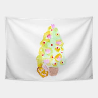 christmas tree, christmas, new year, holiday, festive, fun, gift, watercolor, design, art, painting, color Tapestry