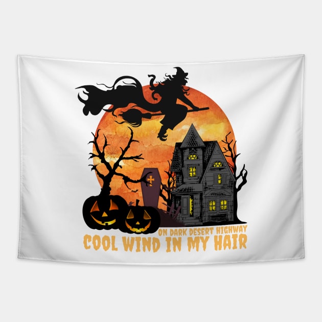 On dark desert highway cool wind in my Hair Tapestry by JustBeSatisfied