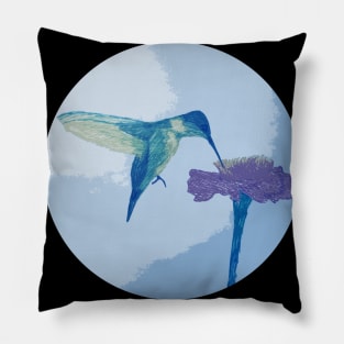 Hummingbird Blue Pillow