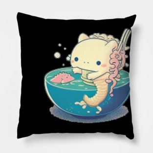 Kawaii Axolotl Eating Ramen Noodles Anime Gift Pillow