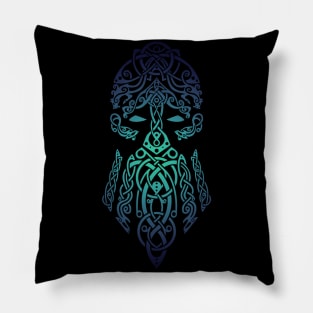 Tyr Norse God of War - Green and Blue Pillow