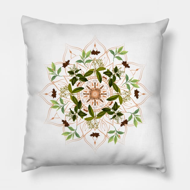 Cinnamon Mandala, herbal talisman Pillow by ariverde