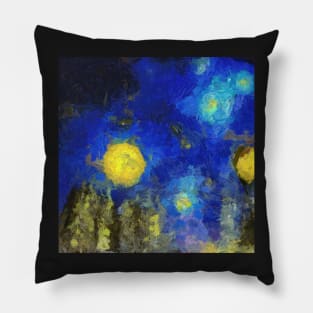 Trees in starry sky Van Gogh Monet Cézanne Pillow