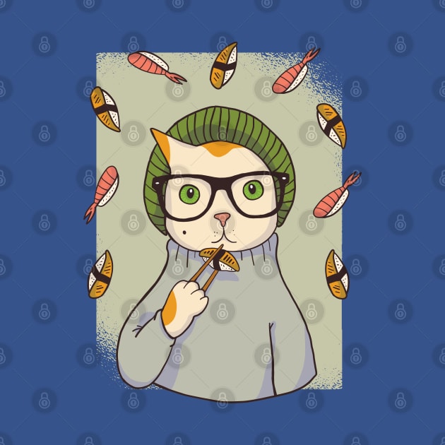 Hipster Cat Sushi by HiFi Tees